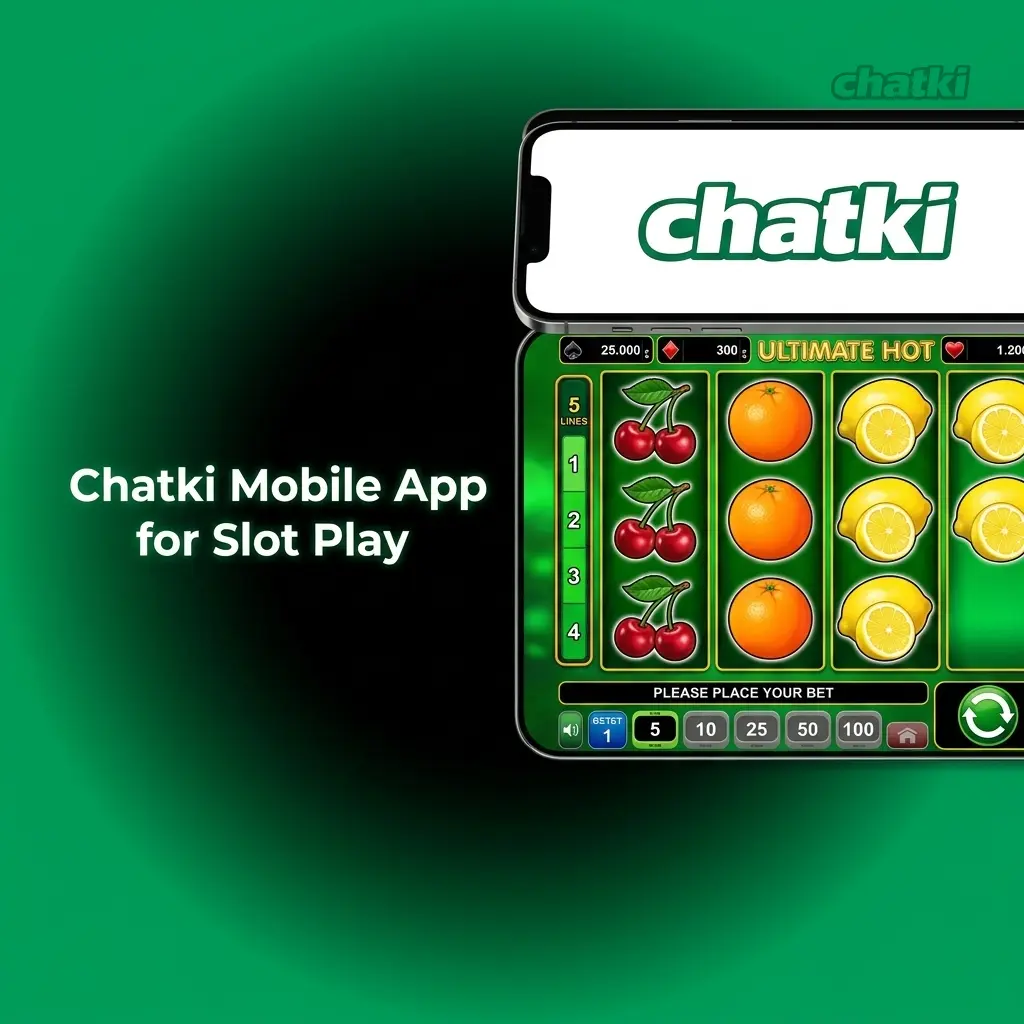 Chatki mobile app interface showing slot games lobby with category filters and spin controls on smartphone screen