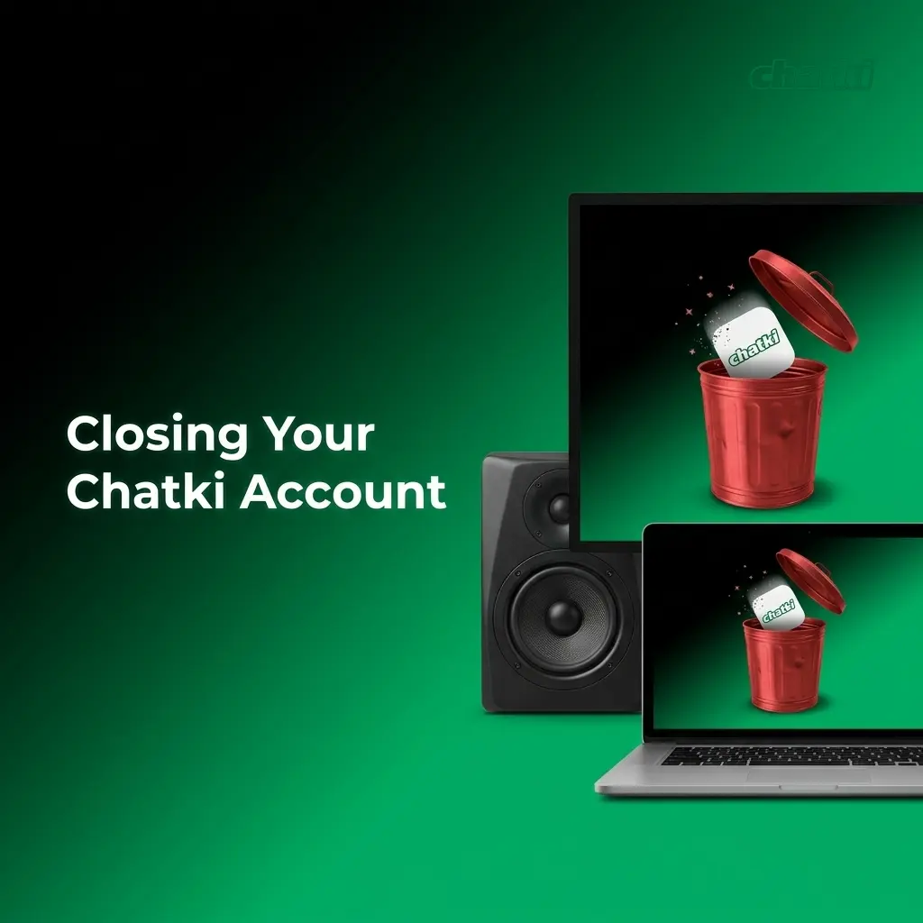 User accessing Chatki account settings to submit a closure or deactivation request and confirm account deletion